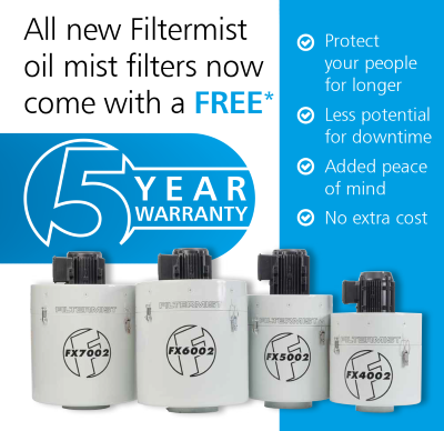 Five risk-free years with all Filtermist oil mist collectors